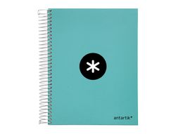 Cuaderno espiral liderpapel a5 micro antartik tapa forrada 120h 90 gr liso 5 bandas 6 taladros color menta