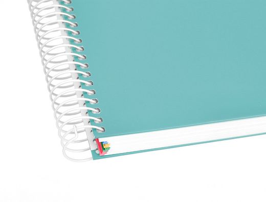 Cuaderno espiral liderpapel a5 micro antartik tapa forrada 120h 90 gr liso 5 bandas 6 taladros color menta