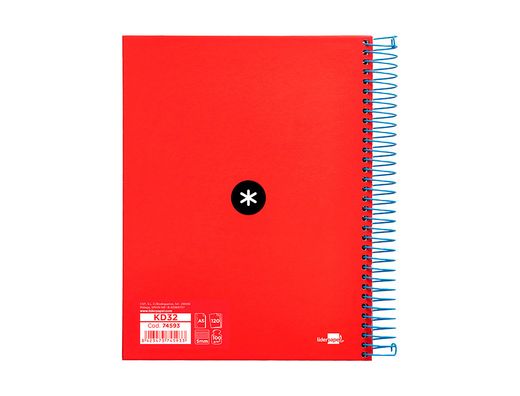Cuaderno espiral liderpapel a5 micro antartik tapa forrada120h 100gr cuadro 5mm 5 bandas6 taladros colores surtidos