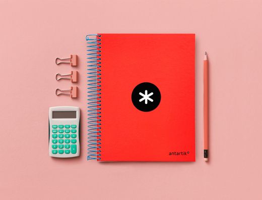 Cuaderno espiral liderpapel a5 micro antartik tapa forrada120h 100gr cuadro 5mm 5 bandas6 taladros colores surtidos