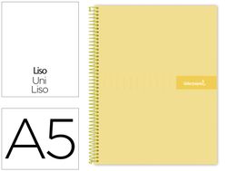 Cuaderno espiral liderpapel a5 micro crafty tapa forrada 120h 90 gr cuadro 5mm 5 bandas6 taladros color amarillo