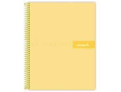 Cuaderno espiral liderpapel a5 micro crafty tapa forrada 120h 90 gr cuadro 5mm 5 bandas6 taladros color amarillo