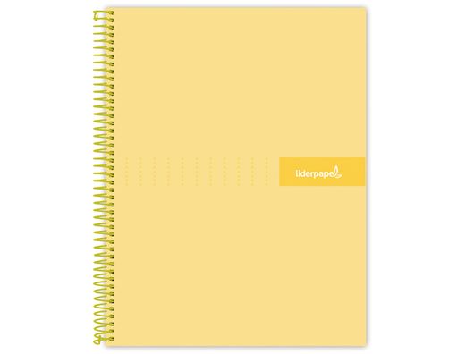 Cuaderno espiral liderpapel a5 micro crafty tapa forrada 120h 90 gr cuadro 5mm 5 bandas6 taladros color amarillo