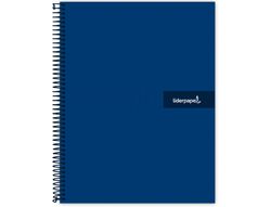 Cuaderno espiral liderpapel a5 micro crafty tapa forrada 120h 90 gr cuadro 5mm 5 bandas6 taladros color azul