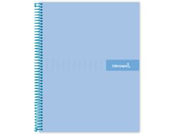 Cuaderno espiral liderpapel a5 micro crafty tapa forrada 120h 90 gr cuadro 5mm 5 bandas6 taladros color celeste