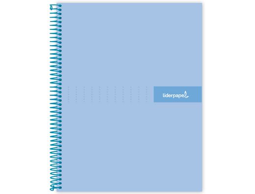 Cuaderno espiral liderpapel a5 micro crafty tapa forrada 120h 90 gr cuadro 5mm 5 bandas6 taladros color celeste
