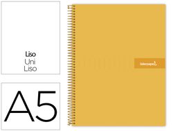 Cuaderno espiral liderpapel a5 micro crafty tapa forrada 120h 90 gr cuadro 5mm 5 bandas6 taladros color naranja