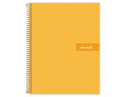 Cuaderno espiral liderpapel a5 micro crafty tapa forrada 120h 90 gr cuadro 5mm 5 bandas6 taladros color naranja