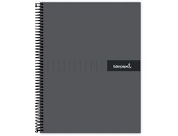 Cuaderno espiral liderpapel a5 micro crafty tapa forrada 120h 90 gr cuadro 5mm 5 bandas6 taladros color negro