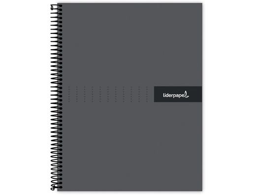 Cuaderno espiral liderpapel a5 micro crafty tapa forrada 120h 90 gr cuadro 5mm 5 bandas6 taladros color negro