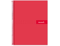 Cuaderno espiral liderpapel a5 micro crafty tapa forrada 120h 90 gr cuadro 5mm 5 bandas6 taladros color rojo