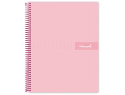 Cuaderno espiral liderpapel a5 micro crafty tapa forrada 120h 90 gr cuadro 5mm 5 bandas6 taladros color rosa