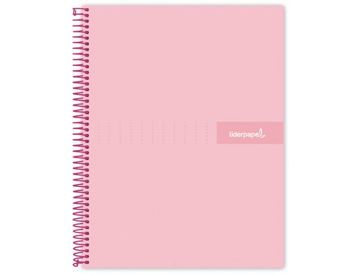 Cuaderno espiral liderpapel a5 micro crafty tapa forrada 120h 90 gr cuadro 5mm 5 bandas6 taladros color rosa