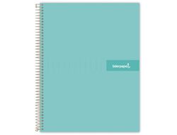 Cuaderno espiral liderpapel a5 micro crafty tapa forrada 120h 90 gr cuadro 5mm 5 bandas6 taladros color turquesa