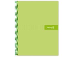 Cuaderno espiral liderpapel a5 micro crafty tapa forrada 120h 90 gr cuadro 5mm 5 bandas6 taladros color verde