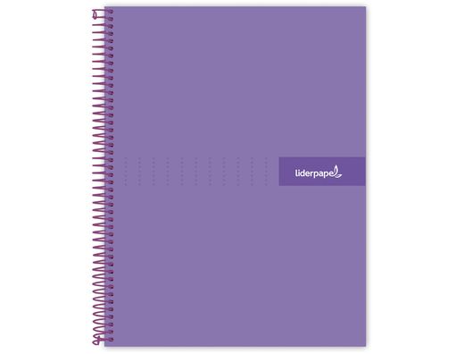Cuaderno espiral liderpapel a5 micro crafty tapa forrada 120h 90 gr cuadro 5mm 5 bandas6 taladros color violeta