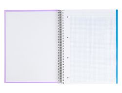 Cuaderno espiral liderpapel a5 micro jolly tapa forrada 140h 75 gr cuadro 5mm 5 bandas, 6 taladros colores surtidos