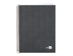 Cuaderno espiral liderpapel A5 micro papercoat tapa forrada 140h 75 gr cuadro5mm 5 bandas 6 taladros negro