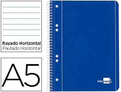 Cuaderno Espiral Liderpapel A5 Micro Serie Azul Tapa Blanda 80H 80 Gr Horizontal 6 Taladros Azul