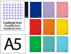 Cuaderno espiral liderpapel A5 micro smart tapa blanda 80h 75gr cuadro 5mm doble margen 6 taladros colores