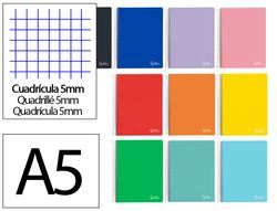 Cuaderno espiral liderpapel A5 micro witty tapa dura 120h 90gr cuadro 5mm 5 bandas 6 taladros colores surtidos