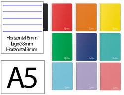 Cuaderno espiral liderpapel A5 micro witty tapa dura 120h 90gr horizontal 8mm 5 bandas 6 taladros colores surtidos