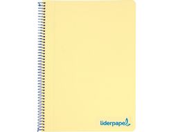 Cuaderno espiral liderpapel a5 micro wonder tapa plastico 120h 90g cuadro 5mm 5 bandas 6 taladros color amarillo