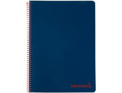 Cuaderno espiral liderpapel a5 micro wonder tapa plastico 120h 90g cuadro 5mm 5 bandas 6 taladros color azul marino