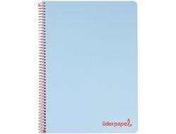 Cuaderno espiral liderpapel a5 micro wonder tapa plastico 120h 90g cuadro 5mm 5 bandas 6 taladros color celeste