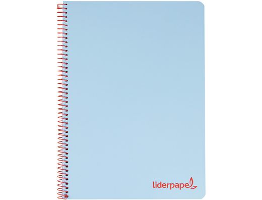Cuaderno espiral liderpapel a5 micro wonder tapa plastico 120h 90g cuadro 5mm 5 bandas 6 taladros color celeste