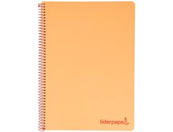 Cuaderno espiral liderpapel a5 micro wonder tapa plastico 120h 90g cuadro 5mm 5 bandas 6 taladros color naranja