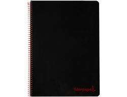Cuaderno espiral liderpapel a5 micro wonder tapa plastico 120h 90g cuadro 5mm 5 bandas 6 taladros color negro