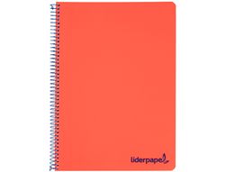 Cuaderno espiral liderpapel a5 micro wonder tapa plastico 120h 90g cuadro 5mm 5 bandas 6 taladros color rojo