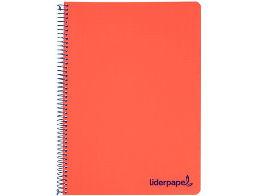 Cuaderno espiral liderpapel a5 micro wonder tapa plastico 120h 90g cuadro 5mm 5 bandas 6 taladros color rojo