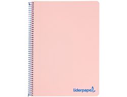 Cuaderno espiral liderpapel a5 micro wonder tapa plastico 120h 90g cuadro 5mm 5 bandas 6 taladros color rosa