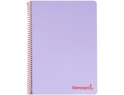 Cuaderno espiral liderpapel a5 micro wonder tapa plastico 120h 90g cuadro 5mm 5 bandas 6 taladros color violeta