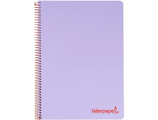 Cuaderno espiral liderpapel a5 micro wonder tapa plastico 120h 90g cuadro 5mm 5 bandas 6 taladros color violeta