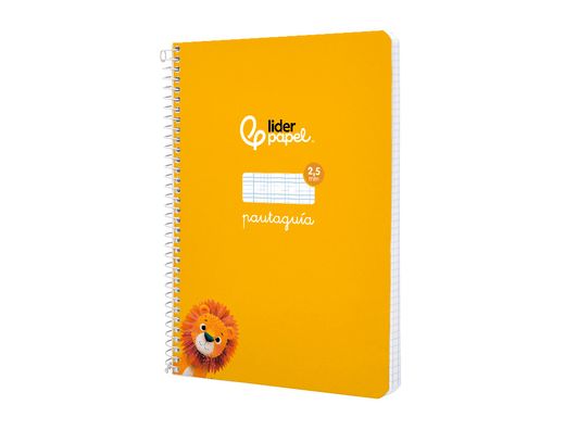 Cuaderno espiral liderpapel A5 pautaguia tapa blanda 40h 75 gr cuadro pautado 2,5mm color amarillo