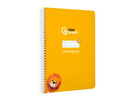 Cuaderno espiral liderpapel A5 pautaguia tapa blanda 40h 75 gr cuadro pautado 2,5mm color amarillo