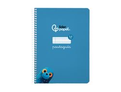 Cuaderno espiral liderpapel A5 pautaguia tapa blanda 40h 75 gr cuadro pautado 2,5mm color azul