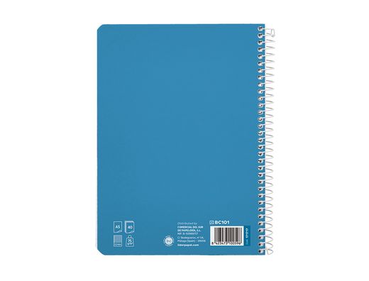 Cuaderno espiral liderpapel A5 pautaguia tapa blanda 40h 75 gr cuadro pautado 2,5mm color azul