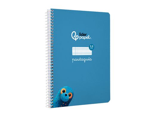 Cuaderno espiral liderpapel A5 pautaguia tapa blanda 40h 75 gr cuadro pautado 2,5mm color azul