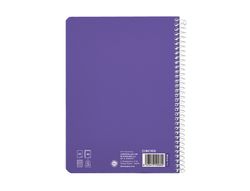 Cuaderno espiral liderpapel A5 pautaguia tapa blanda 40h 75 gr cuadro pautado 2,5mm color lila