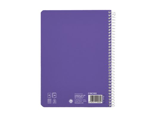 Cuaderno espiral liderpapel A5 pautaguia tapa blanda 40h 75 gr cuadro pautado 2,5mm color lila
