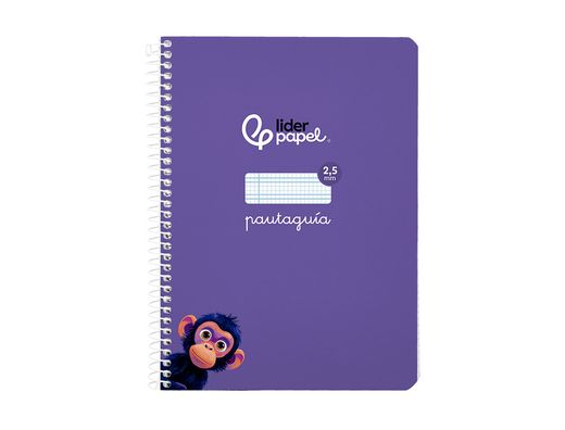 Cuaderno espiral liderpapel A5 pautaguia tapa blanda 40h 75 gr cuadro pautado 2,5mm color lila