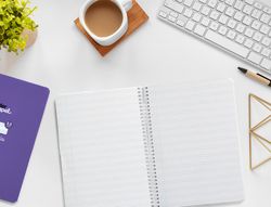 Cuaderno espiral liderpapel A5 pautaguia tapa blanda 40h 75 gr cuadro pautado 2,5mm color lila