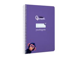 Cuaderno espiral liderpapel A5 pautaguia tapa blanda 40h 75 gr cuadro pautado 2,5mm color lila