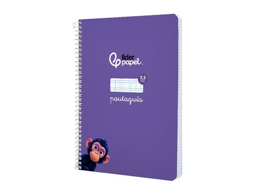 Cuaderno espiral liderpapel A5 pautaguia tapa blanda 40h 75 gr cuadro pautado 2,5mm color lila