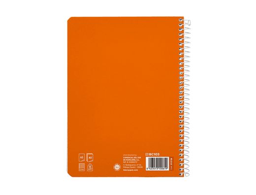 Cuaderno espiral liderpapel A5 pautaguia tapa blanda 40h 75 gr cuadro pautado 2,5mm color naranja