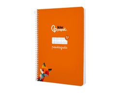Cuaderno espiral liderpapel A5 pautaguia tapa blanda 40h 75 gr cuadro pautado 2,5mm color naranja